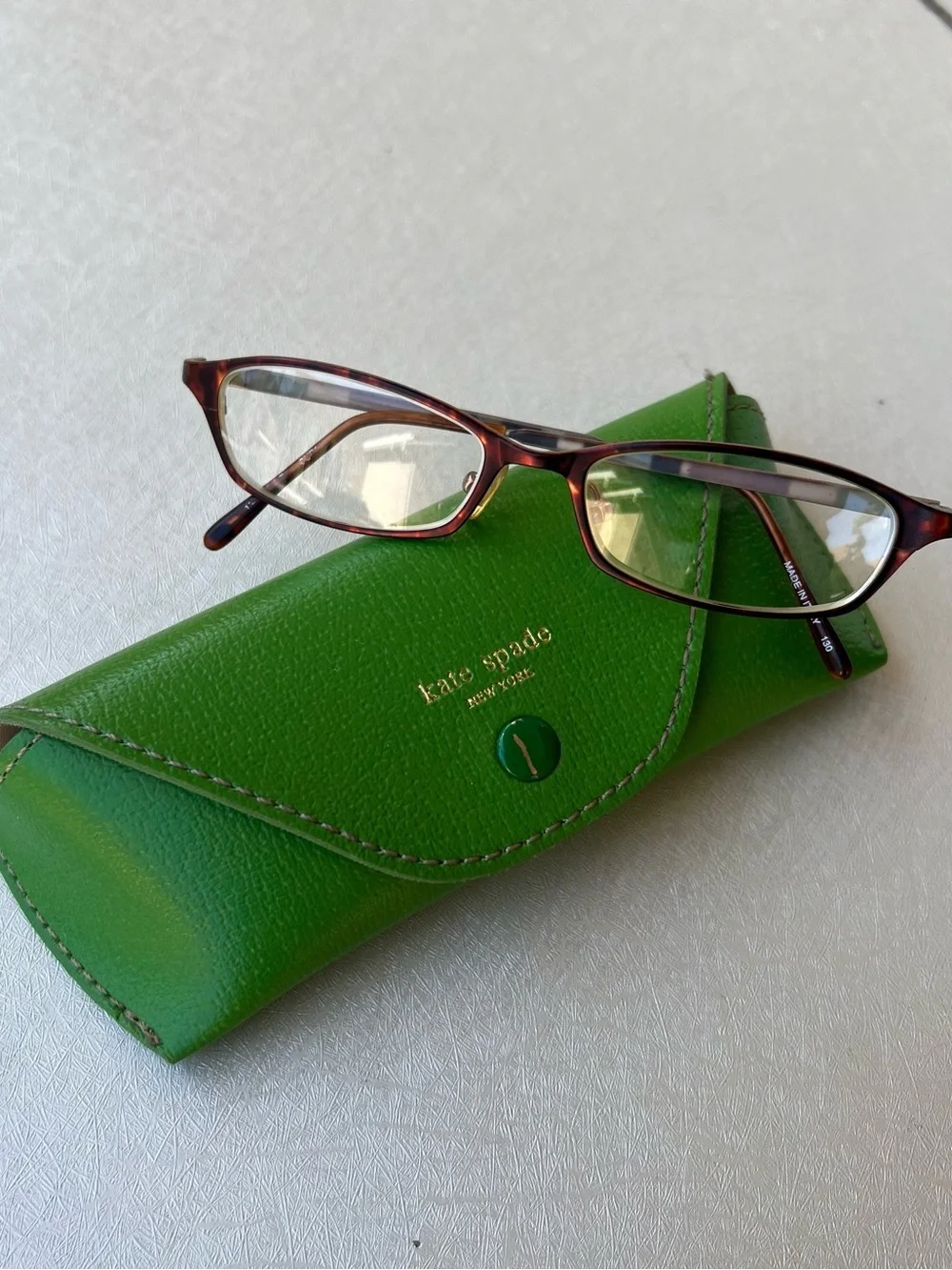 kate spade women Green Pebbled Eyeglass with Case